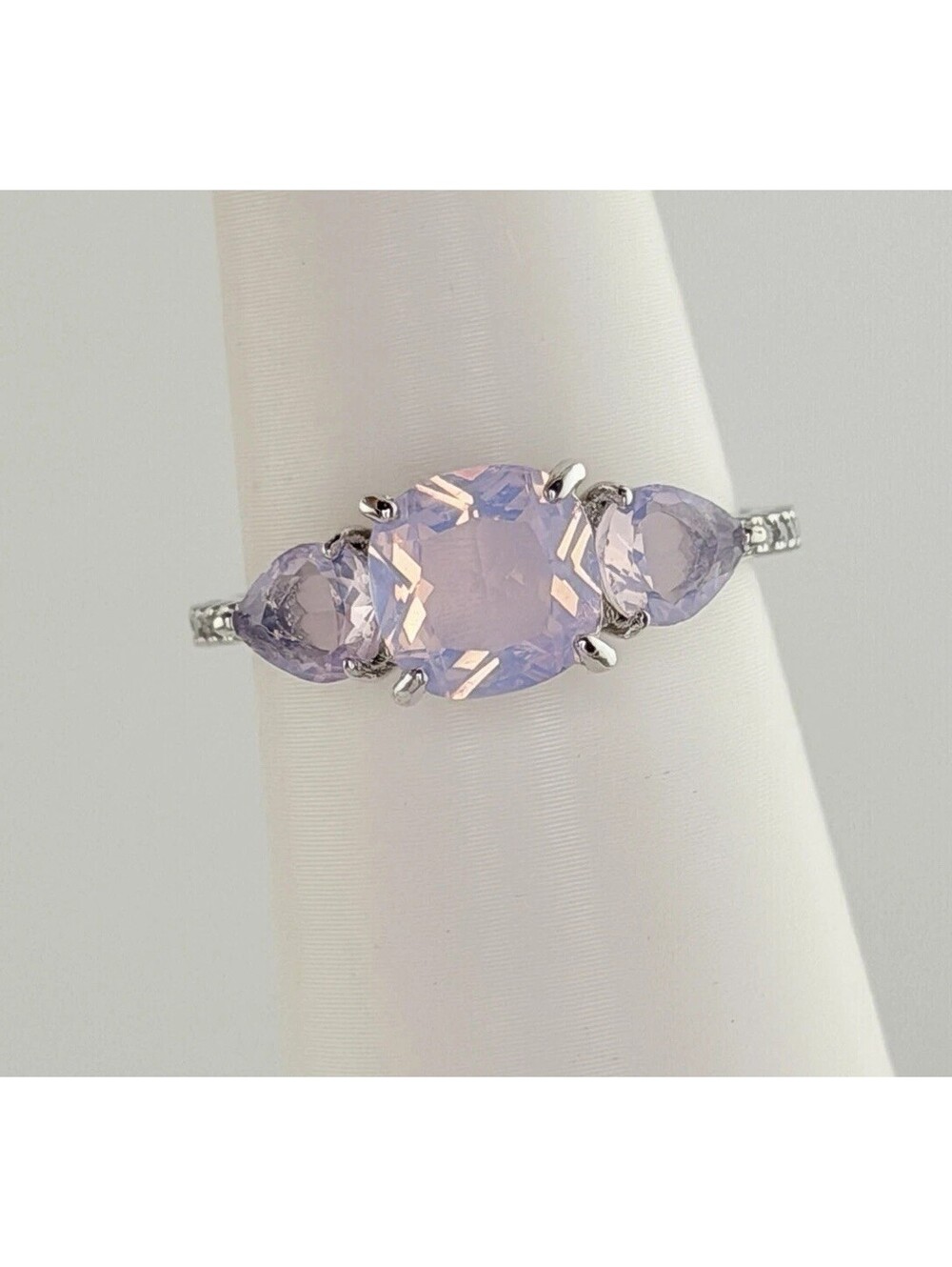 Bomb Party Sz 9 "Dazzling Reputation" Pink Moonstone on Rhodium RBP2139 RETRO